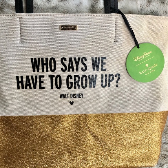 Kate Spade. Disney canvas Sparkle Gold Tote. - Picture 4 of 13